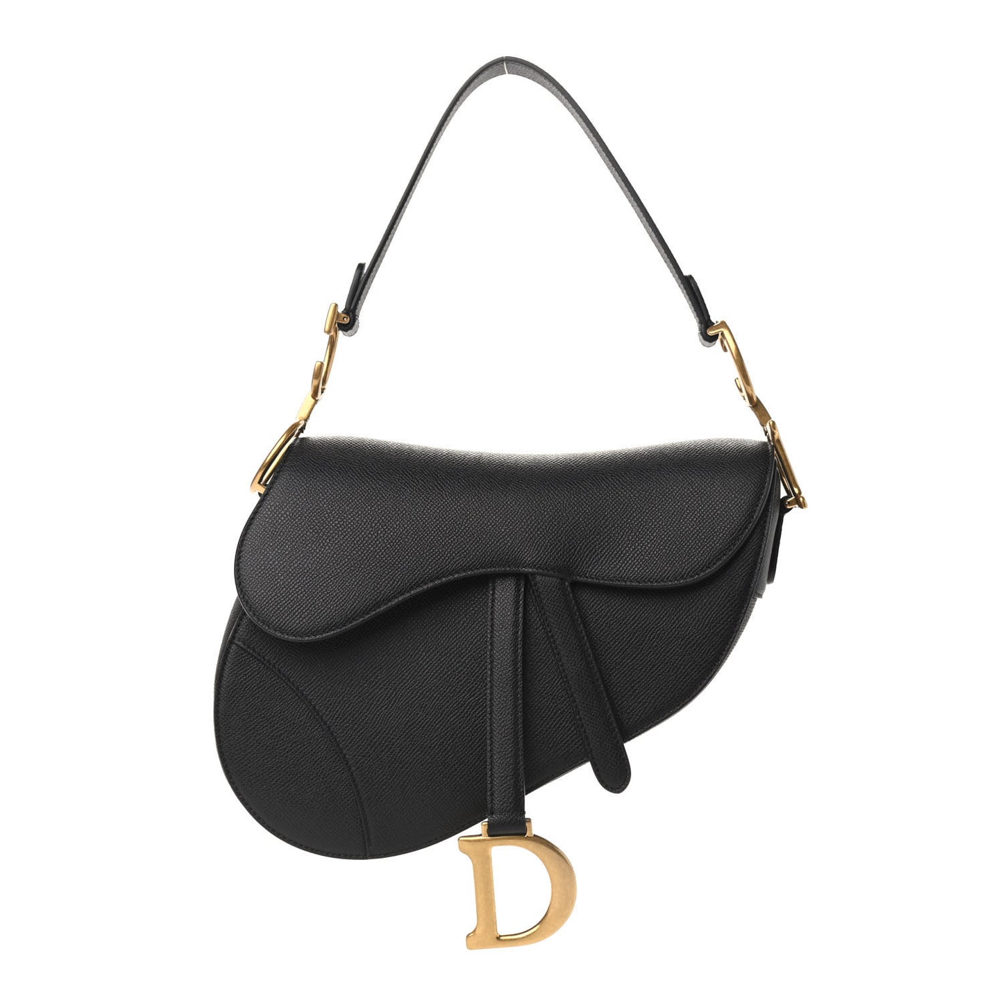 Grained Calfskin Saddle Bag Black