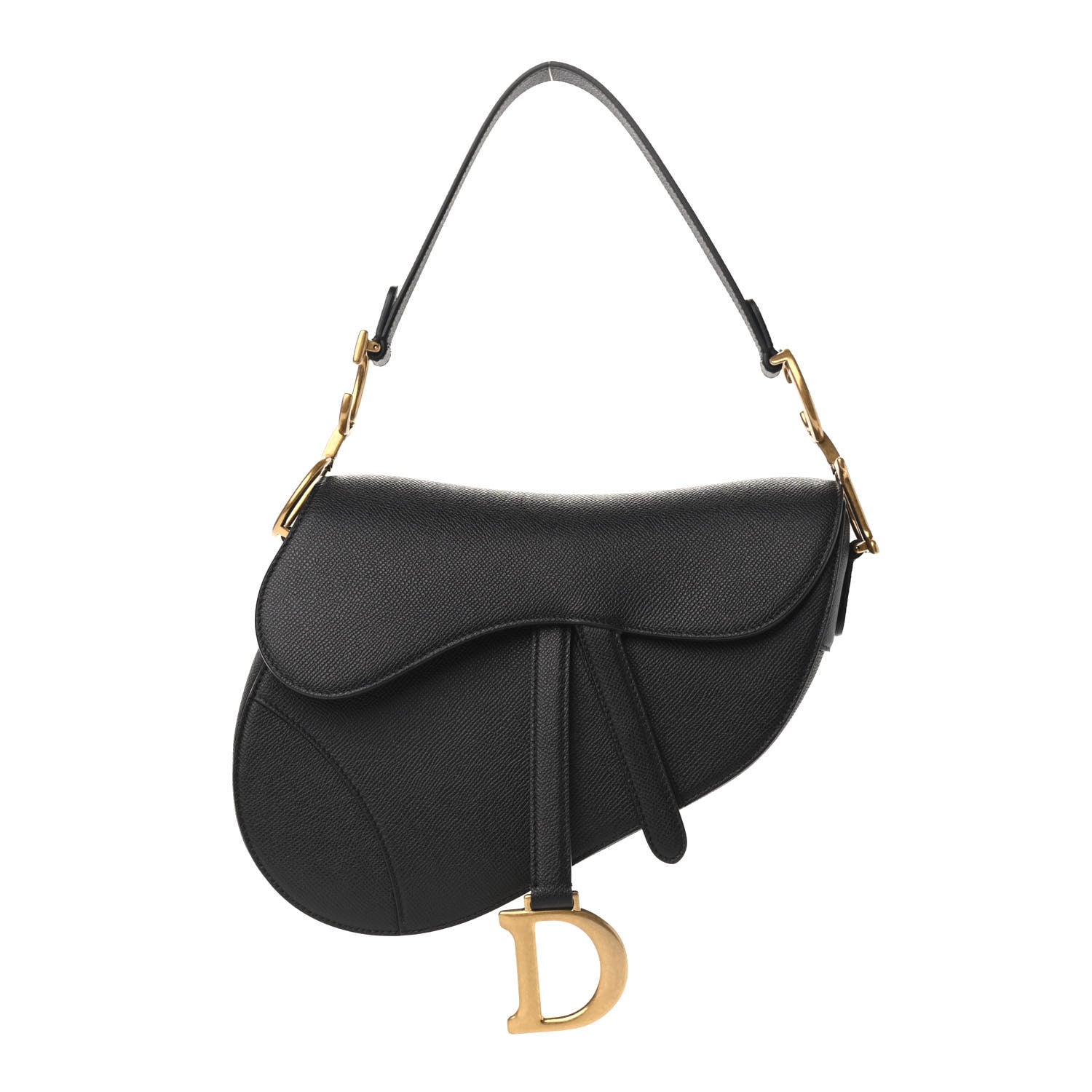 Christian Dior Grained Calfskin Saddle Bag Black 1 of 9
