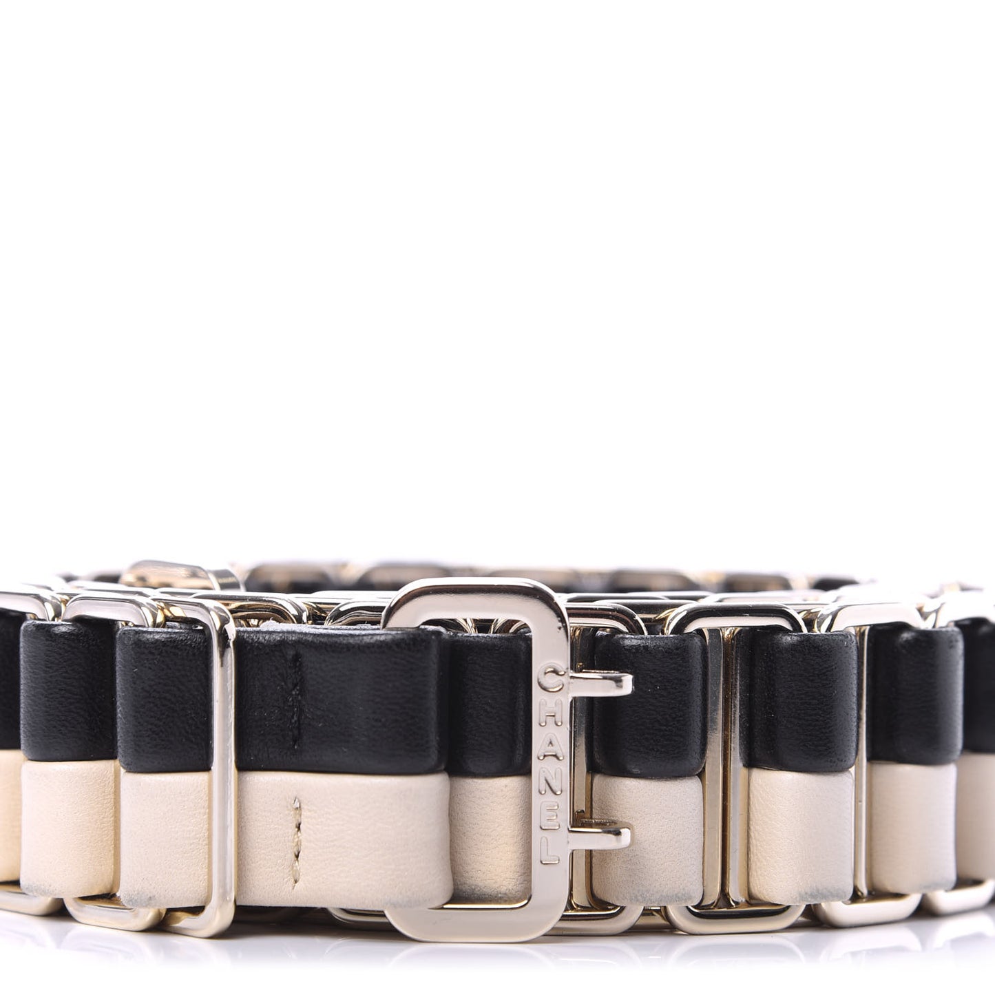 Lambskin Metal Belt 85 34 Black Beige