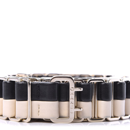 Chanel Lambskin Metal Belt 85 34 Black Beige 2 of 7