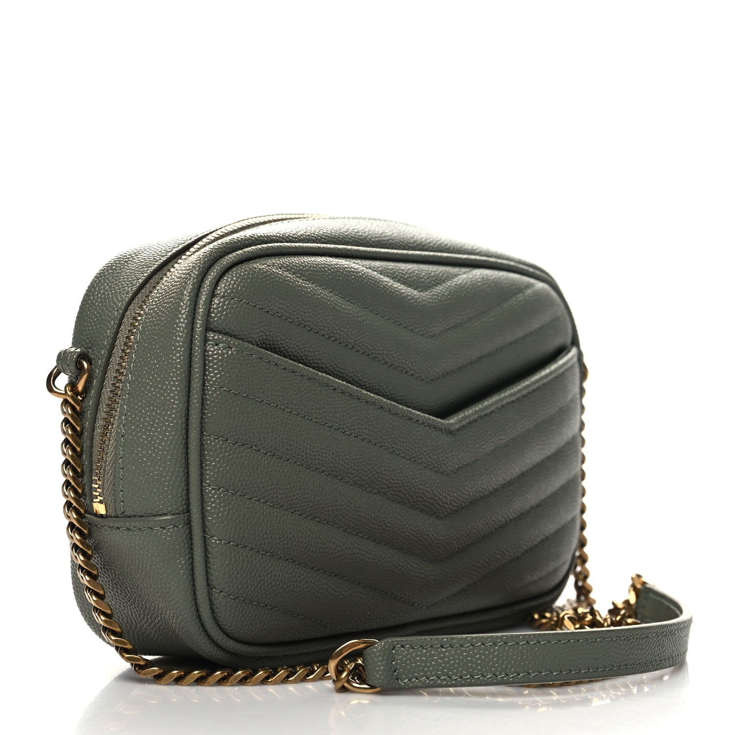 Saint Laurent Grain De Poudre Matelasse Monogram Mini Lou Camera Bag Light Sage 3 of 10