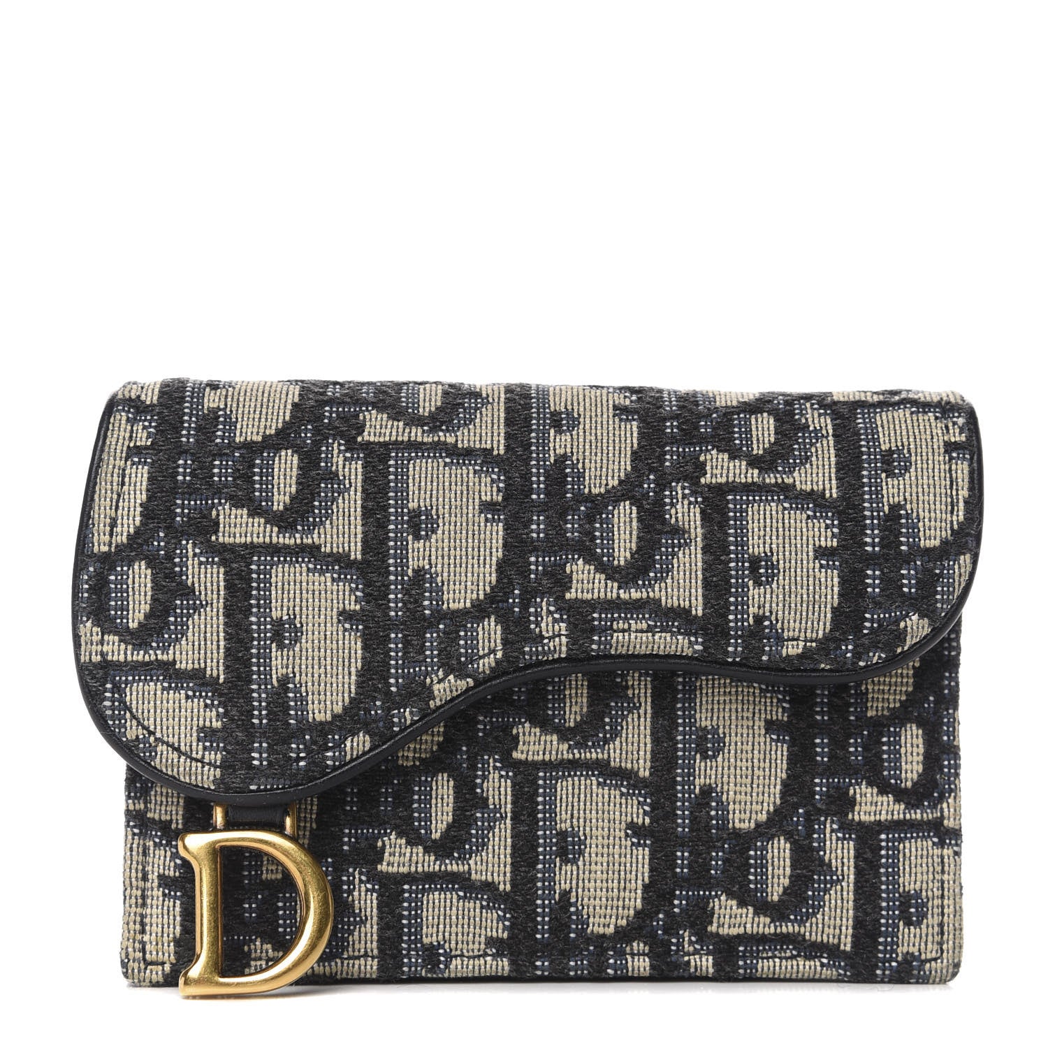Christian Dior Oblique Saddle Card Holder Blue 1 of 8