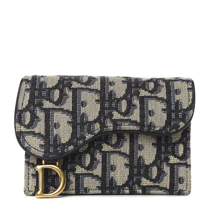 Christian Dior Oblique Saddle Card Holder Blue 1 of 8