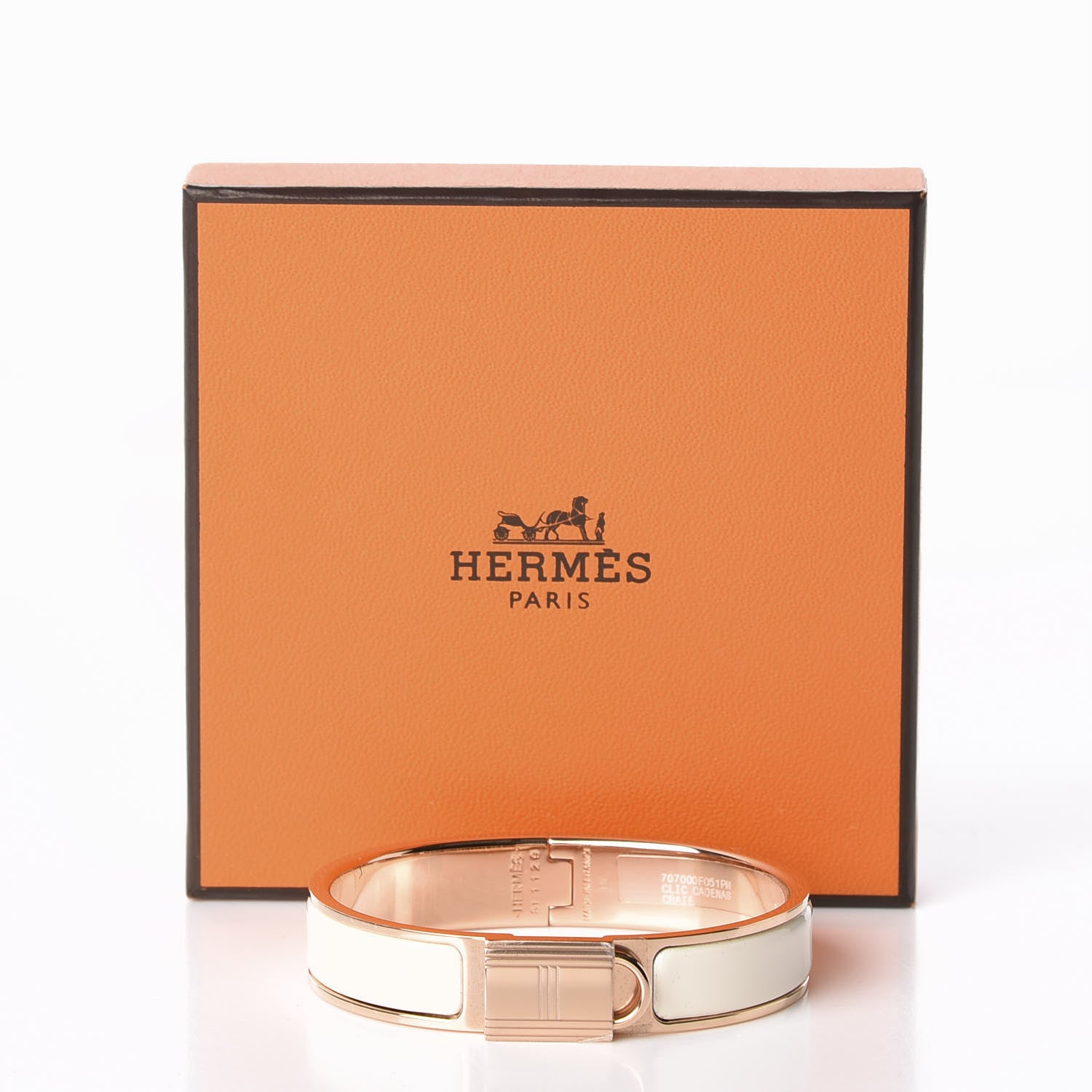 Hermes Enamel Narrow Clic Cadenas Bracelet PM Craie 4 of 4