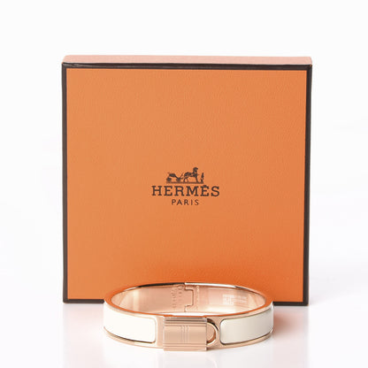 Hermes Enamel Narrow Clic Cadenas Bracelet PM Craie 4 of 4