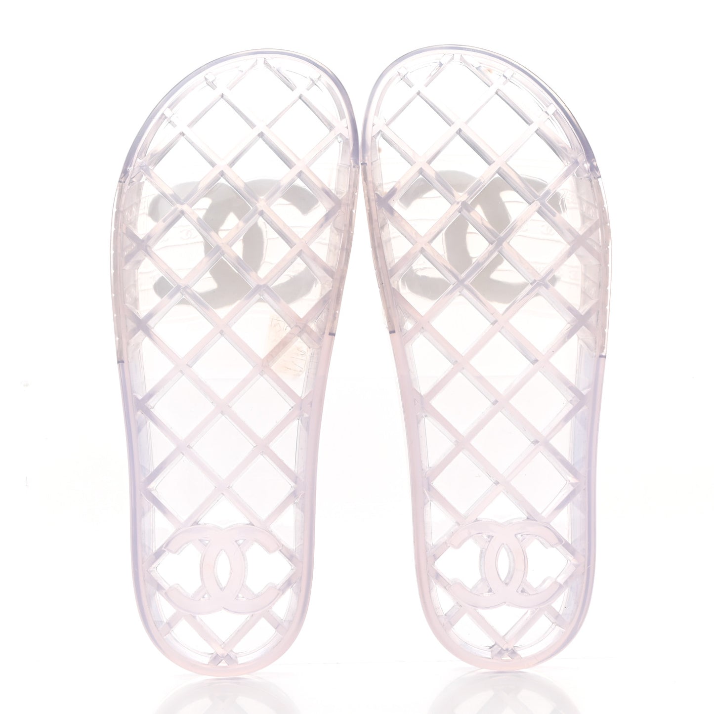 PVC Transparent CC Flat Slide Sandals 39 White