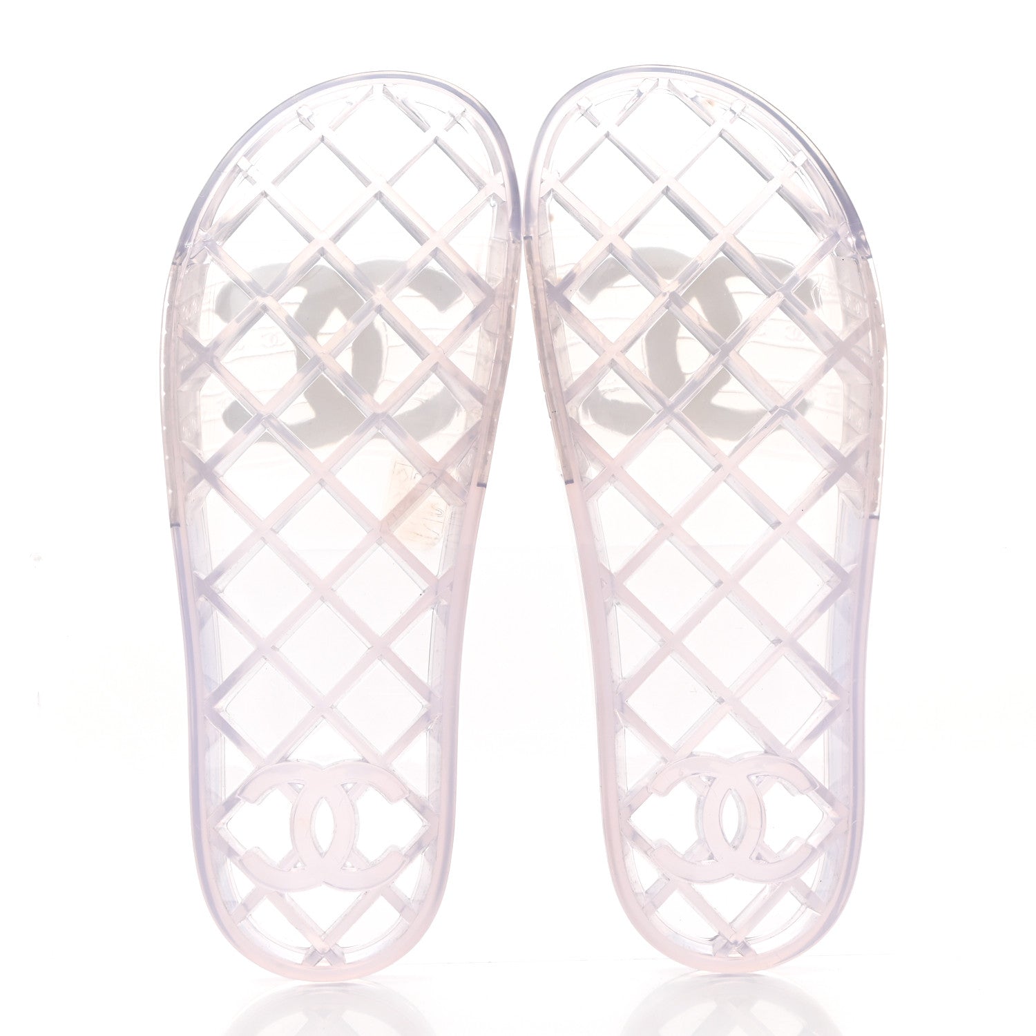 Chanel PVC Transparent CC Flat Slide Sandals 39 White 5 of 10