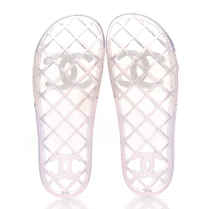 Chanel PVC Transparent CC Flat Slide Sandals 39 White 5 of 10