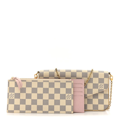 Louis Vuitton Damier Azur Pochette Felicie Chain Wallet Rose Ballerine 3 of 19