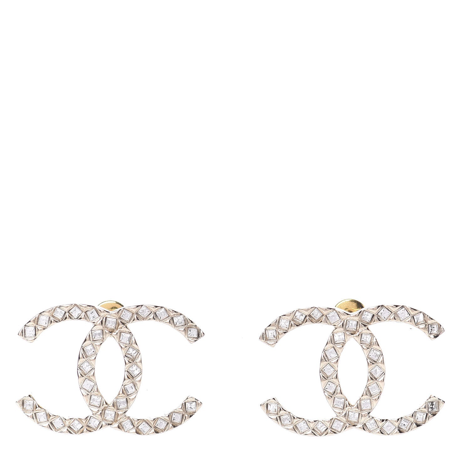 Chanel Baguette Crystal High Society CC Earrings Gold 1 of 5