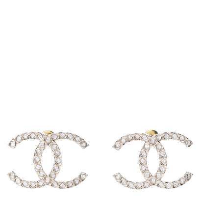 Chanel Baguette Crystal High Society CC Earrings Gold 1 of 5