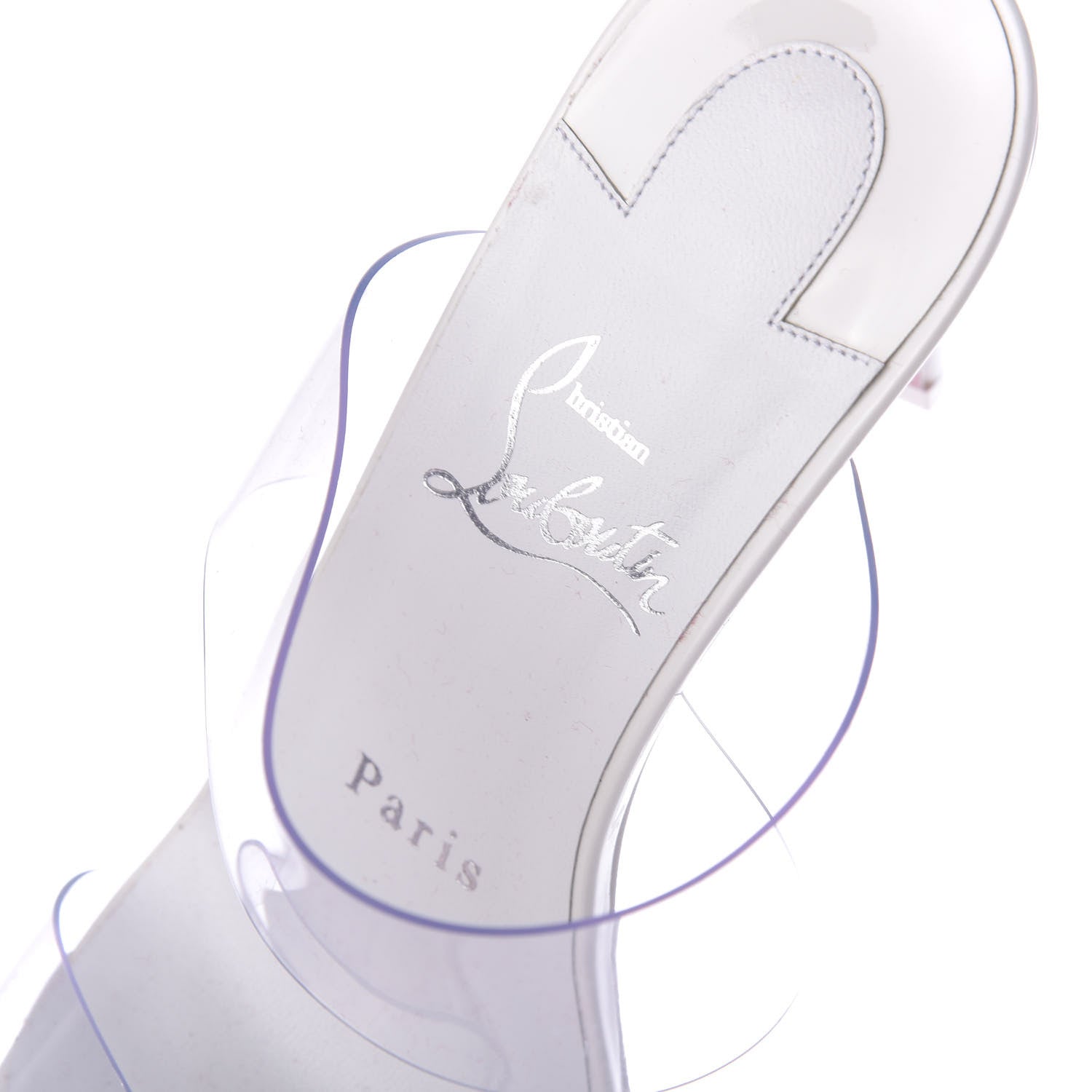 Christian Louboutin Patent PVC Just Nothing 85 Slide Sandals 36.5 White 8 of 9