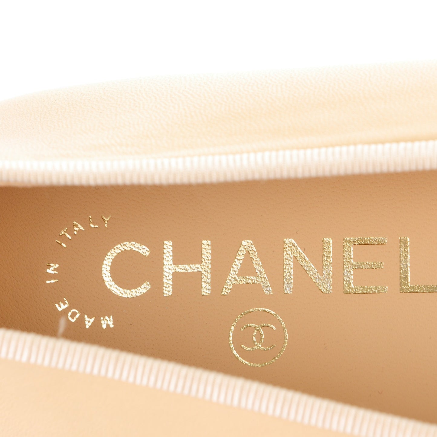 Lambskin Cap Toe Ballerina Flats 39.5 Beige Black