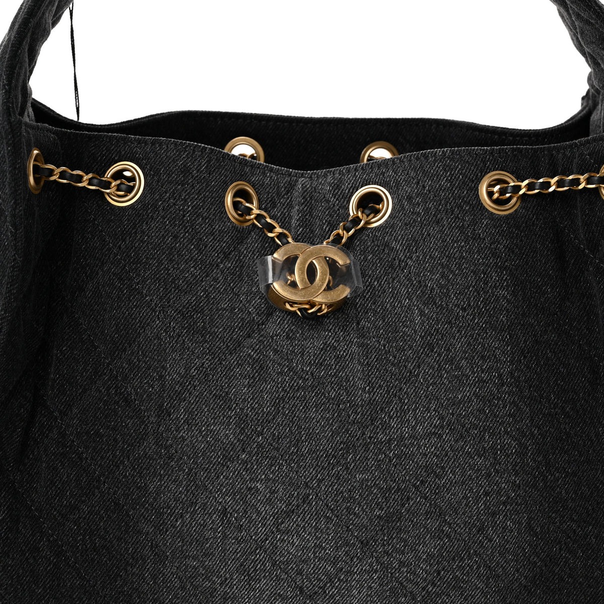 Washed Denim Quilted Small Chanel 25 Handbag Black