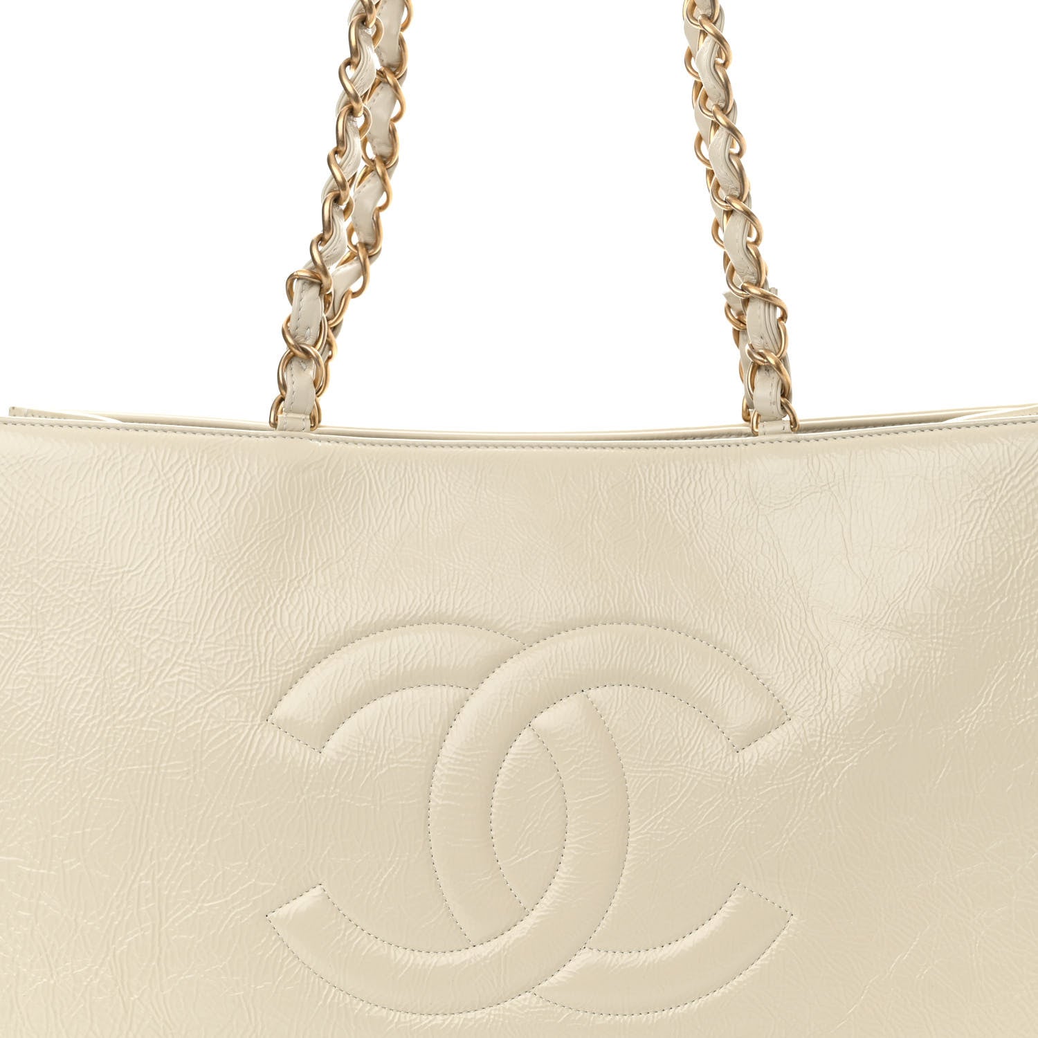 Chanel Shiny Aged Calfskin Shopping Bag White 8 of 16