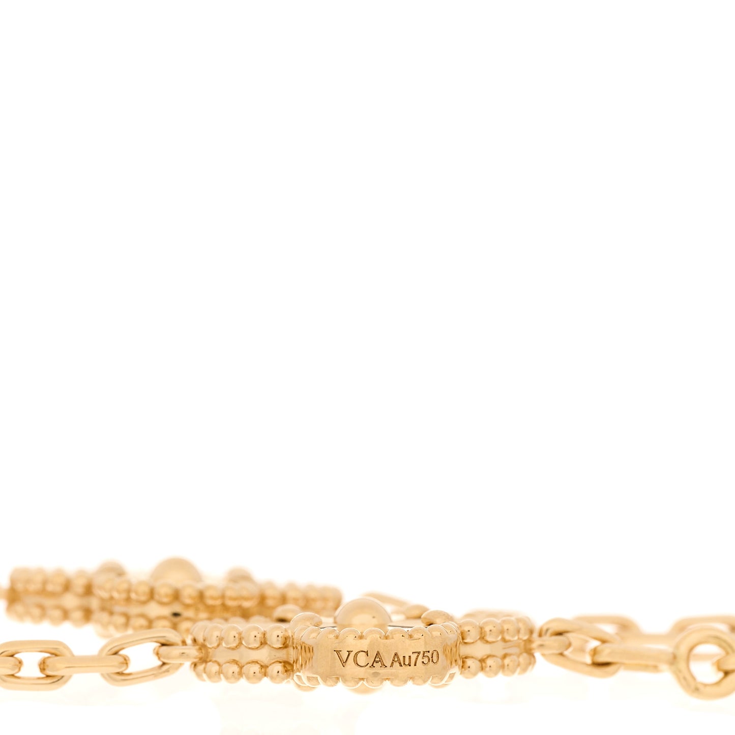 18K Yellow Gold Diamond 5 Motifs Guilloche Vintage Alhambra Bracelet