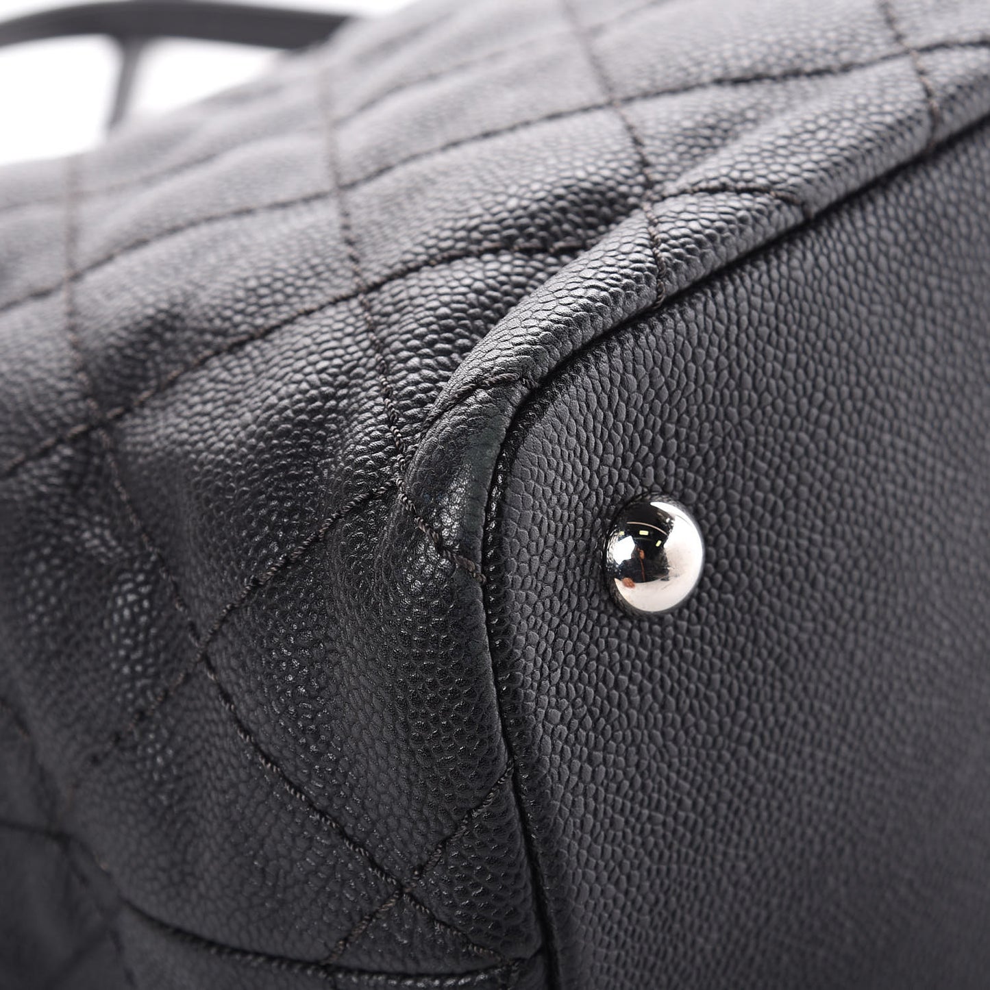 Grained Calfskin Quilted Small Daily Shopping Tote Black