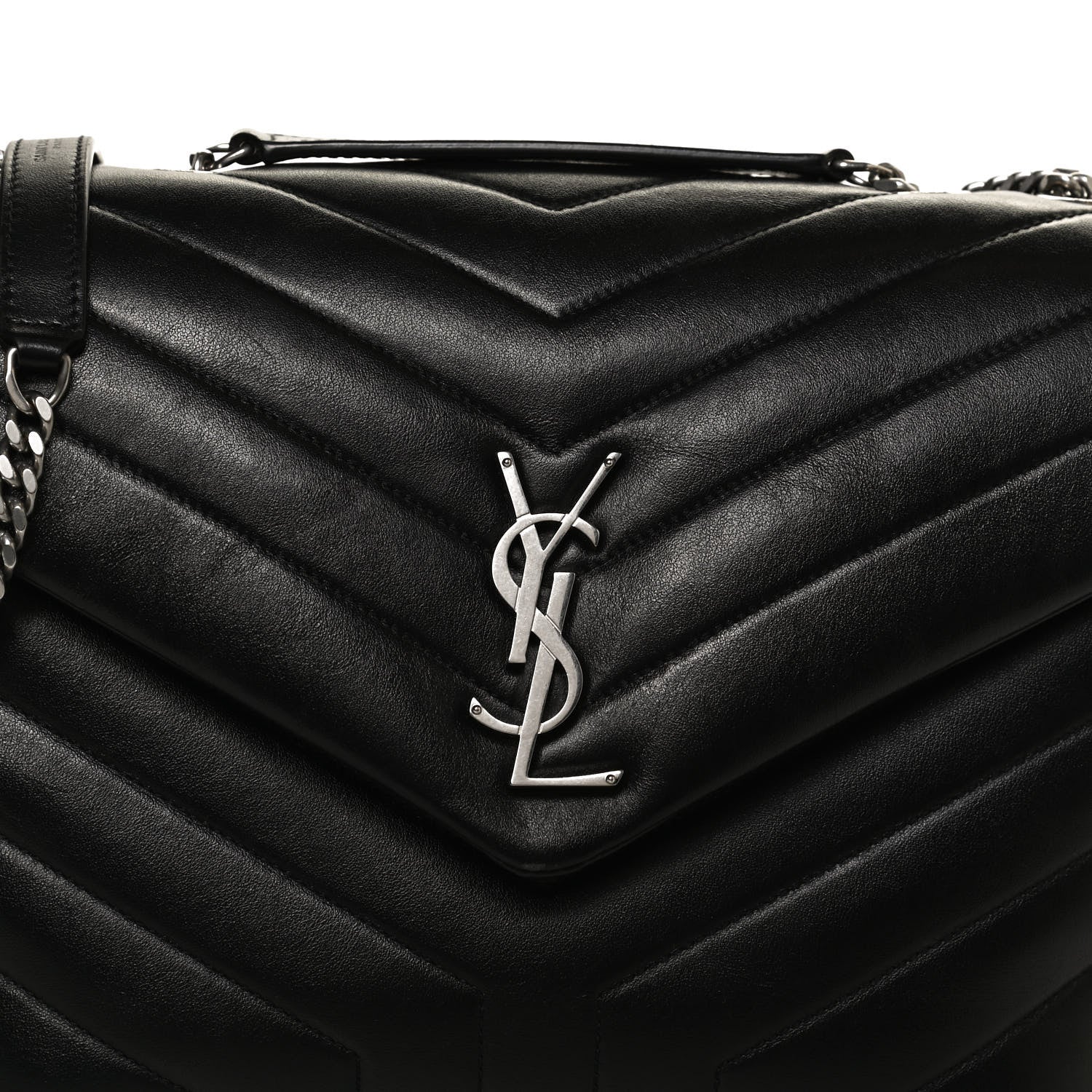 Saint Laurent Calfskin Y Quilted Monogram Medium Loulou Chain Satchel Black 9 of 13