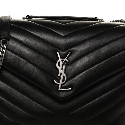 Saint Laurent Calfskin Y Quilted Monogram Medium Loulou Chain Satchel Black 9 of 13