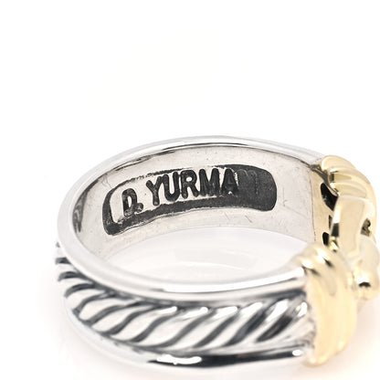David Yurman Sterling Silver 18K Yellow Gold Buckle Cable Ring 54 6.75 4 of 5