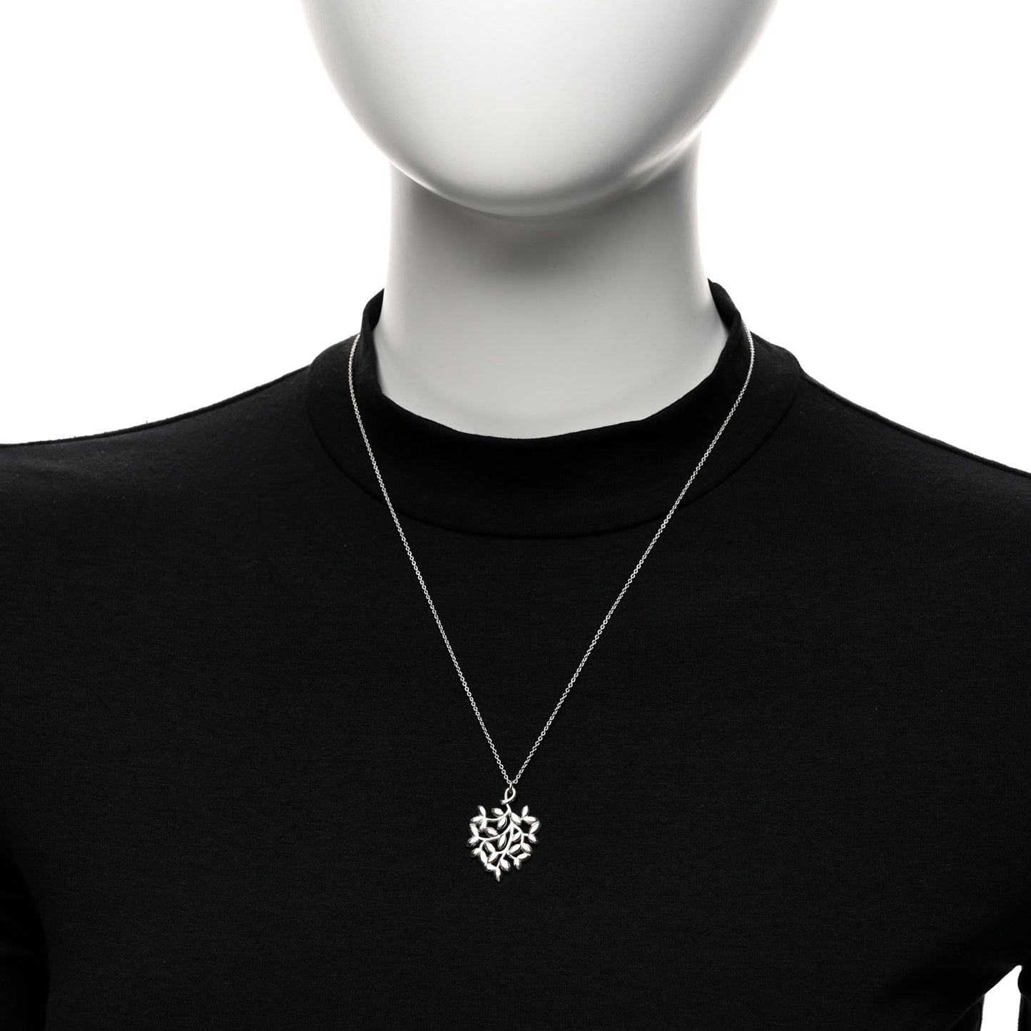 Sterling Silver Paloma Picasso Olive Leaf Heart Branch Pendant Necklace