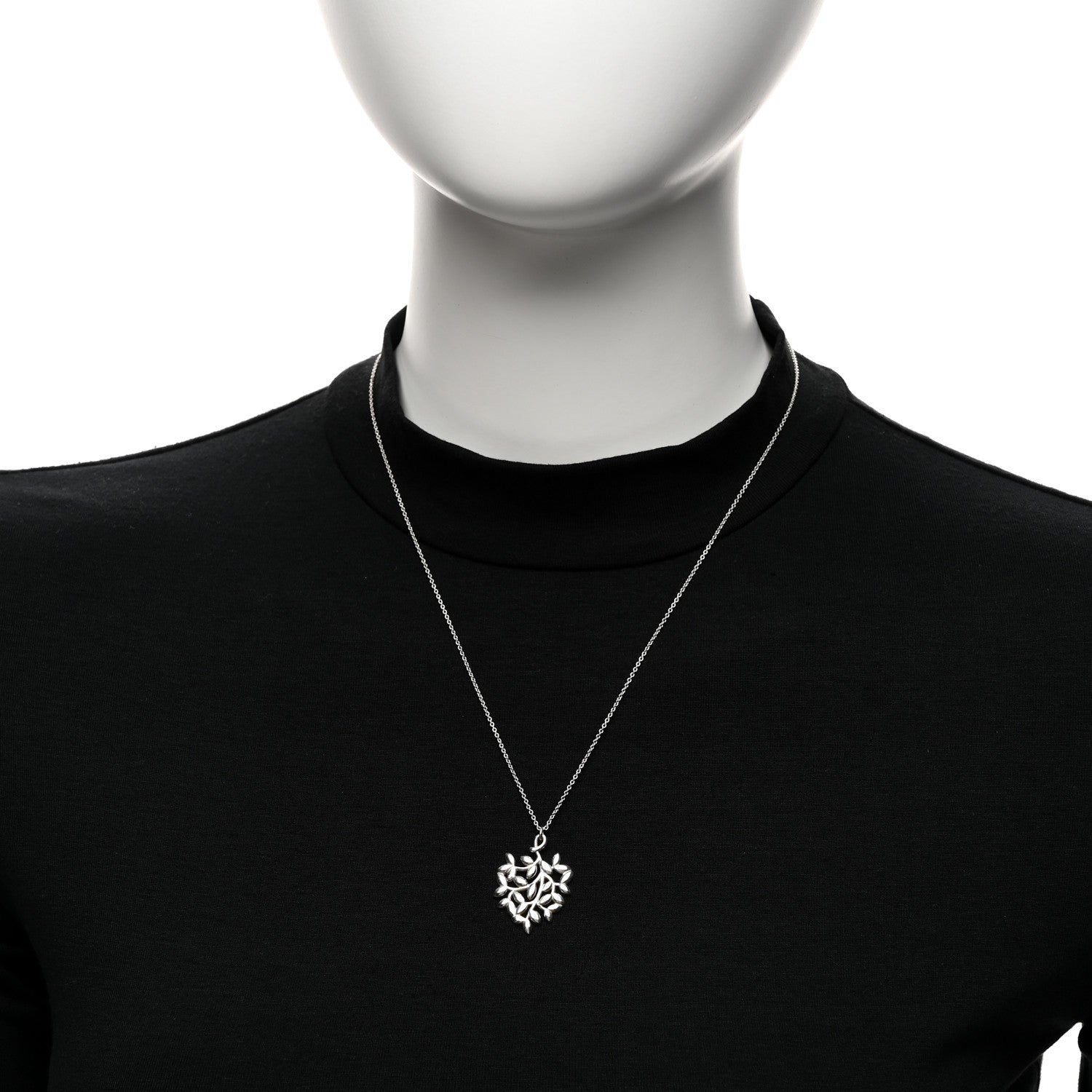Tiffany Sterling Silver Paloma Picasso Olive Leaf Heart Branch Pendant Necklace 2 of 5