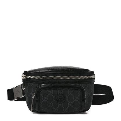 Gucci GG Supreme Monogram Textured Calfskin Retro Interlocking G Belt Bag Black 1 of 8
