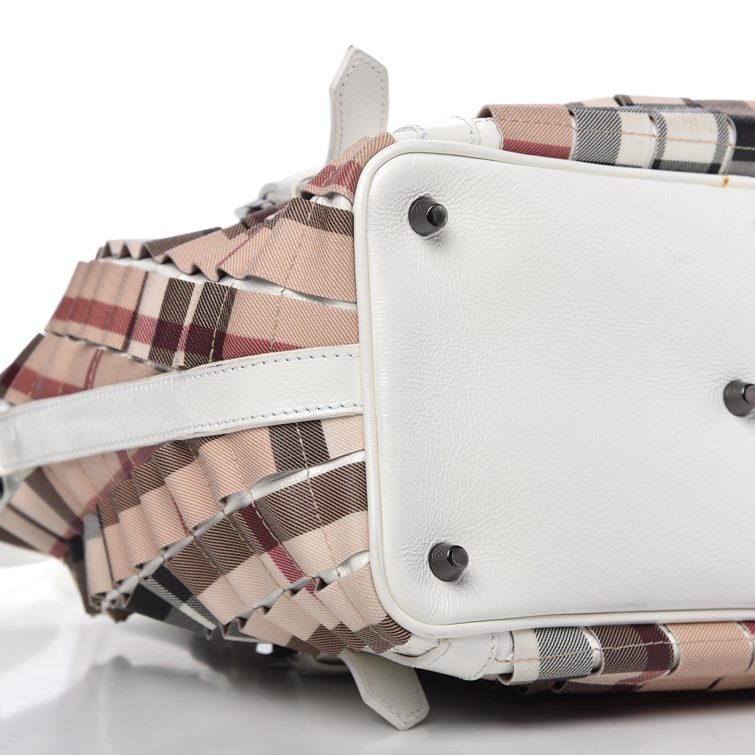 Burberry Patent House Check Ruffled Small Lowry White 6 of 11