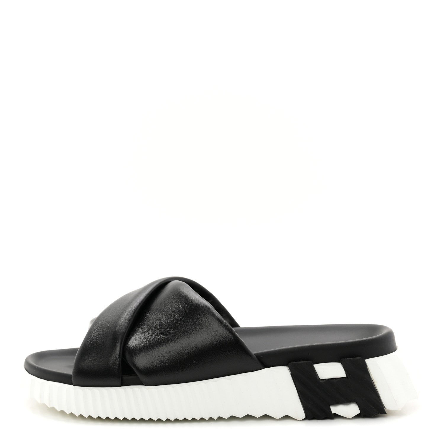 Hermes Nappa Womens Infra Sandals 35.5 Black 1 of 9
