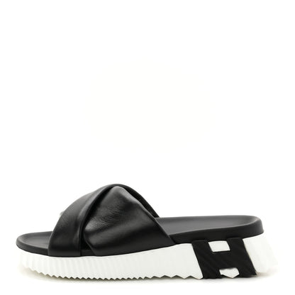 Hermes Nappa Womens Infra Sandals 35.5 Black 1 of 9