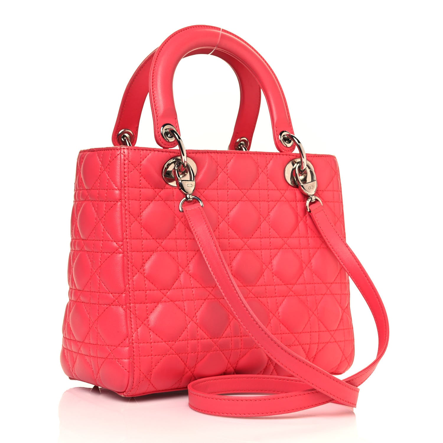 Christian Dior Lambskin Cannage Medium Lady Dior Pink 3 of 18