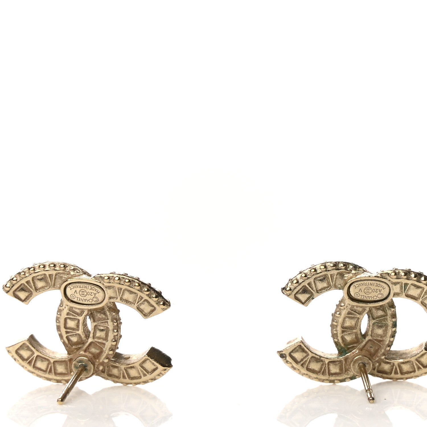 Chanel Crystal Timeless CC Earrings Light Gold 5 of 6