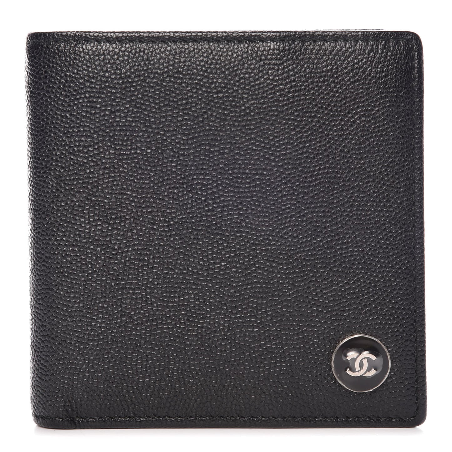 Caviar CC Button Bi-Fold Wallet Black