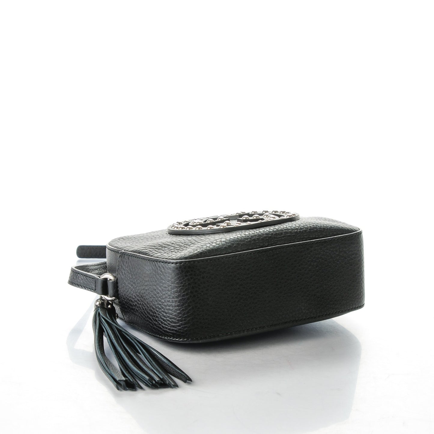 Pebbled Calfskin Studded Small Soho Disco Bag Black