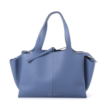 Celine Baby Grained Calfskin Medium Tri-Fold Bag Medium Blue 1 of 8