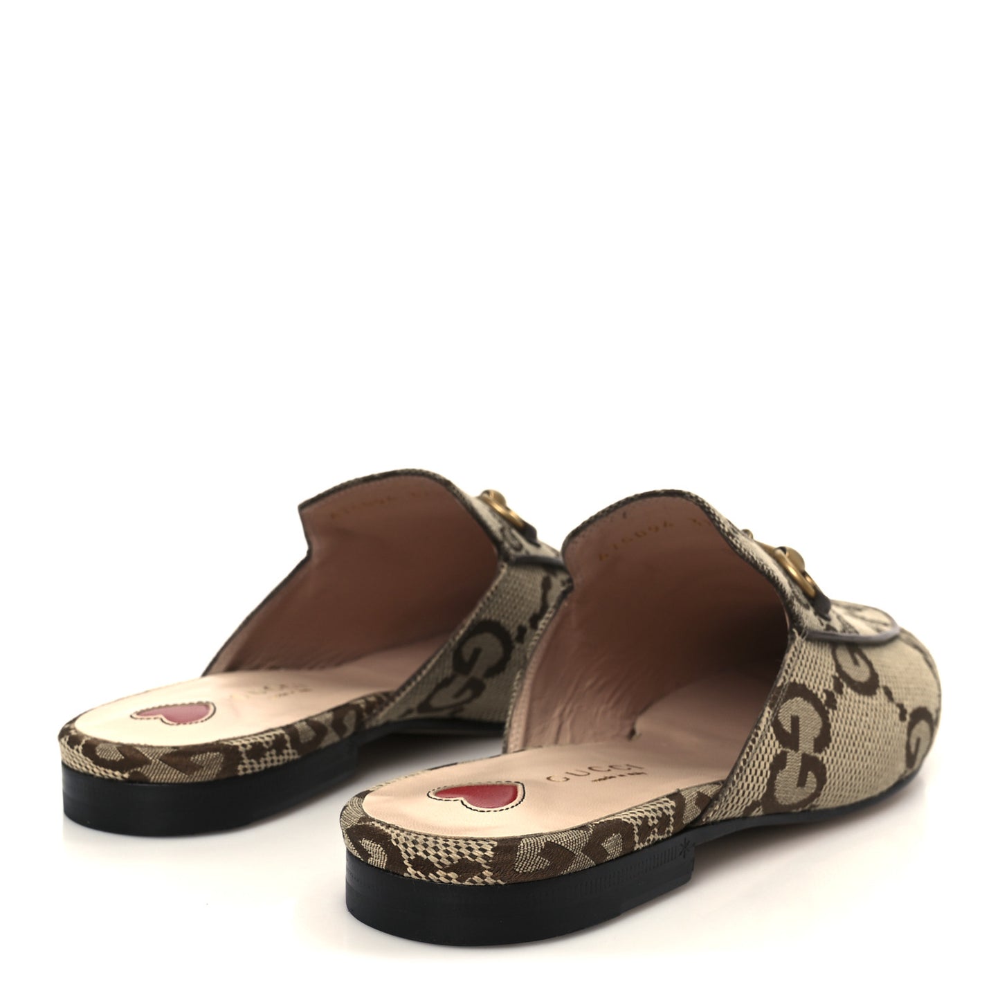 Monogram Jumbo GG Malaga Kid Womens Princetown Slippers 37.5 Camel Ebony New Acero Beige