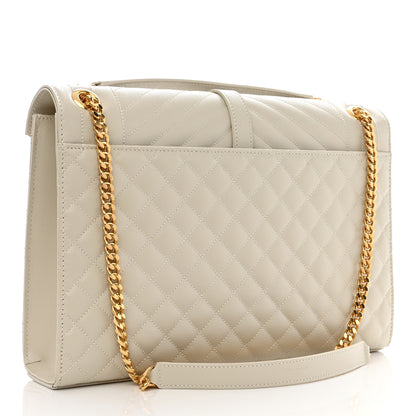 Saint Laurent Grain De Poudre Mixed Matelasse Large Triquilt Monogram Satchel Porcellana 2 of 7