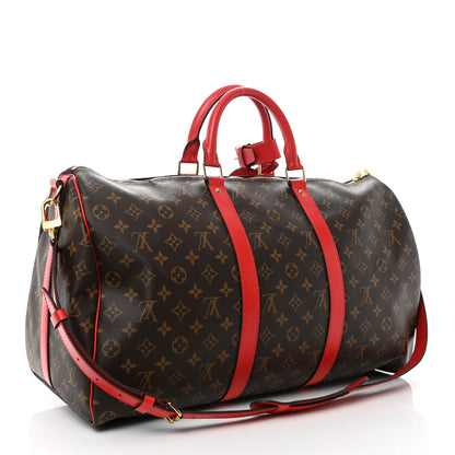 Louis Vuitton Calfskin Monogram Keepall Bandouliere 50 Coquelicot 3 of 9