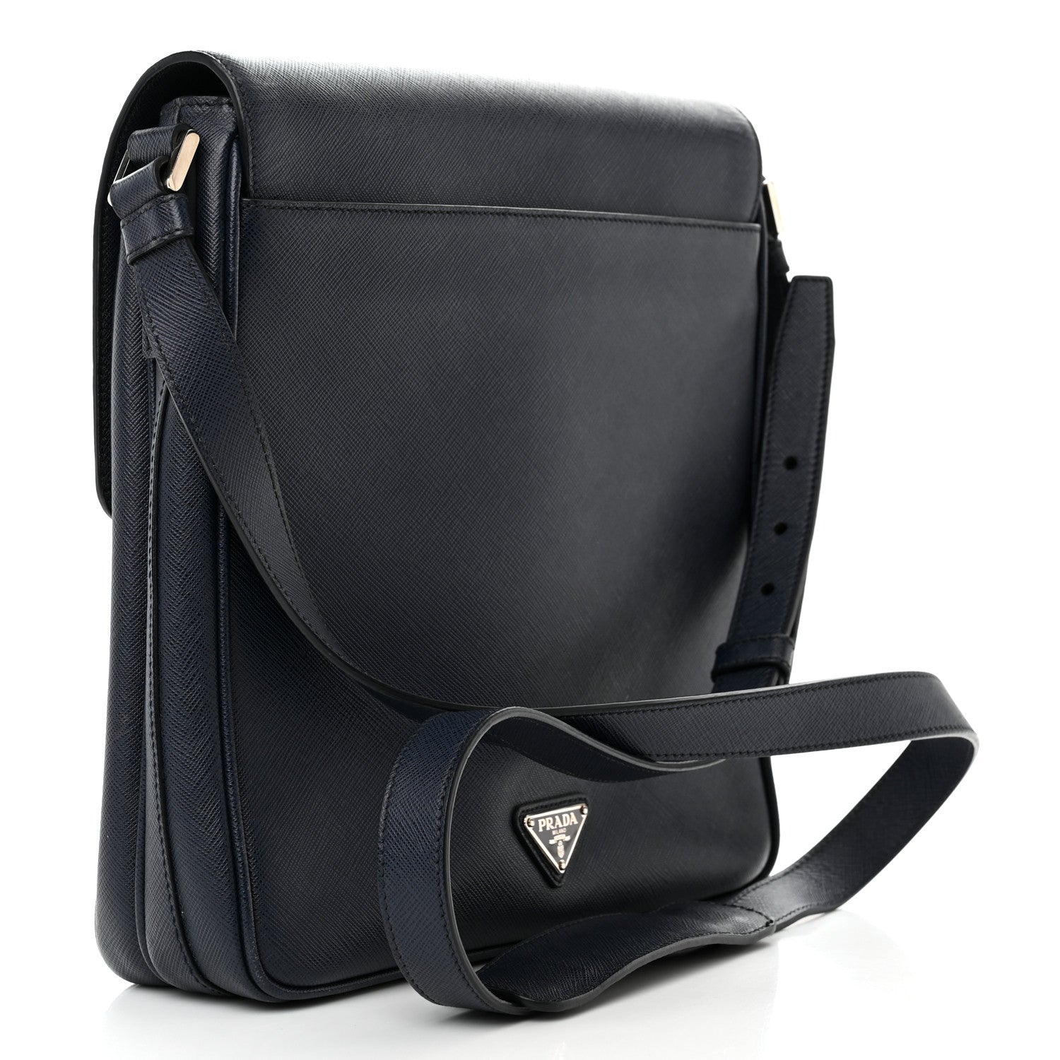 Prada Saffiano Messenger Satchel Bluette 3 of 12