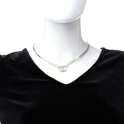 Chanel Pearl Crystal Chain CC Necklace Gold 2 of 6