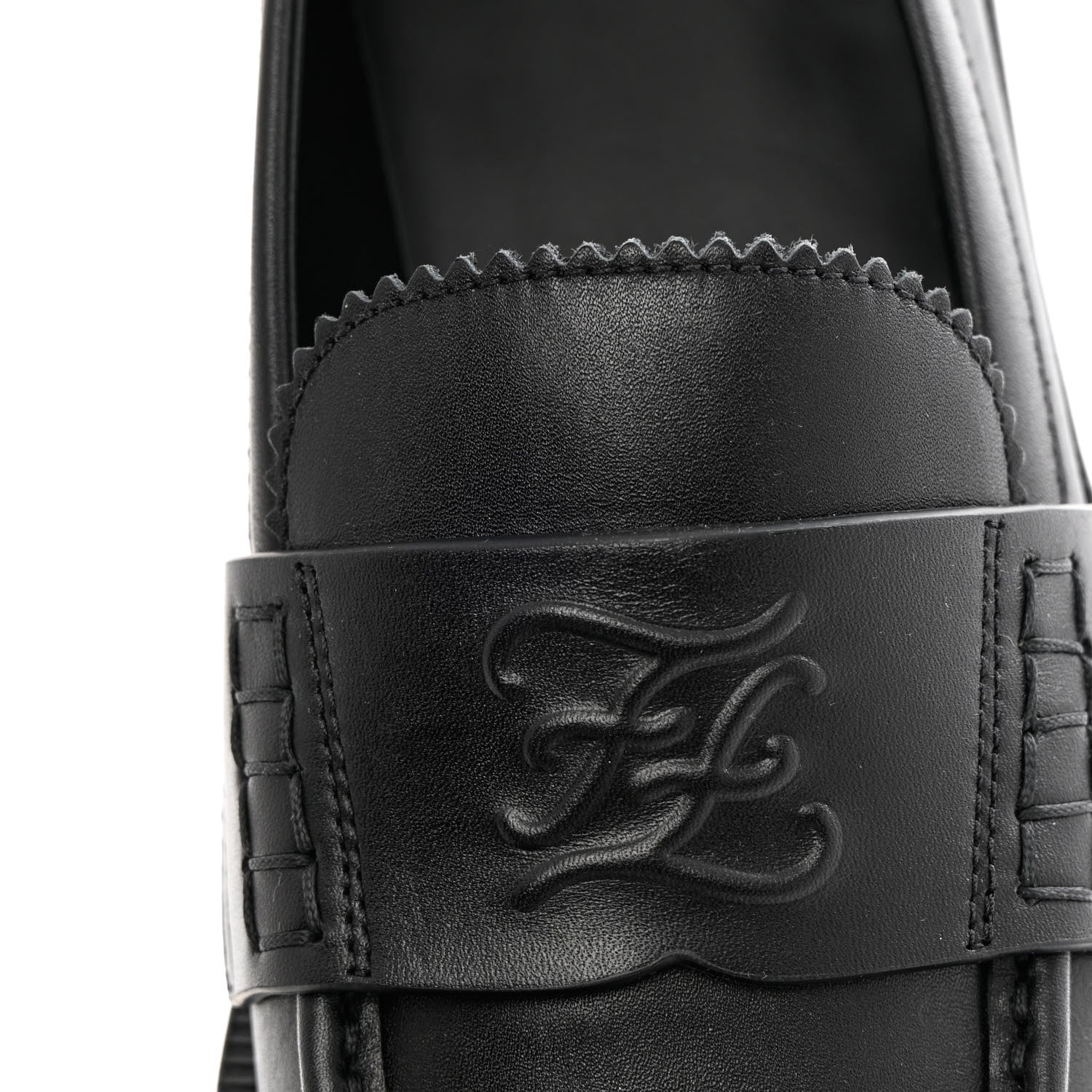 Fendi Calfskin Karligraphy Loafers 37 Black 9 of 13