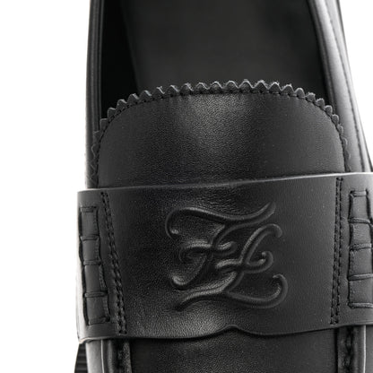 Fendi Calfskin Karligraphy Loafers 37 Black 9 of 13