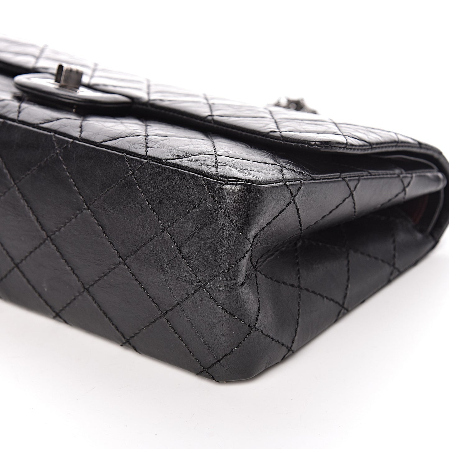 Aged Calfskin Quilted 2.55 Reissue 226 Flap Black