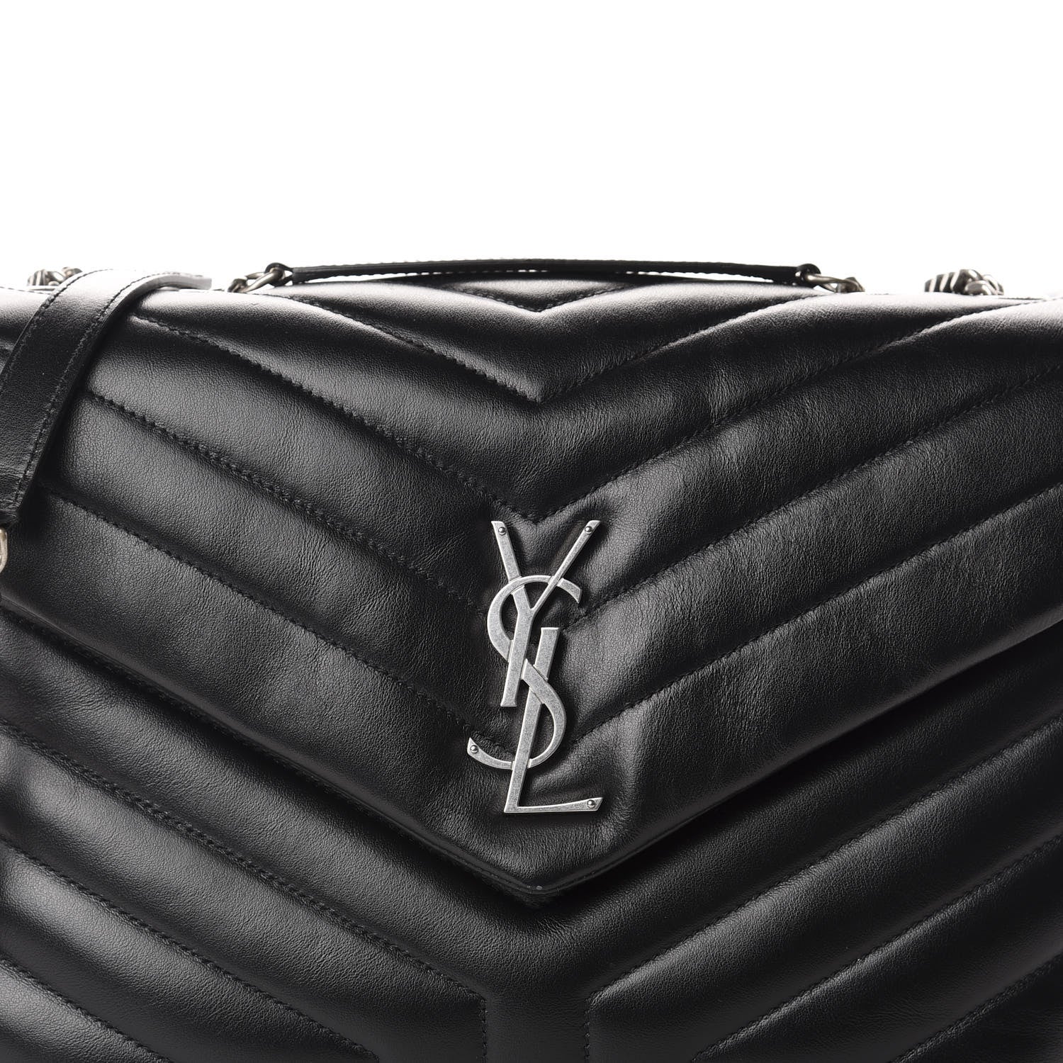 Saint Laurent Calfskin Y Quilted Monogram Medium Loulou Chain Satchel Black 10 of 10