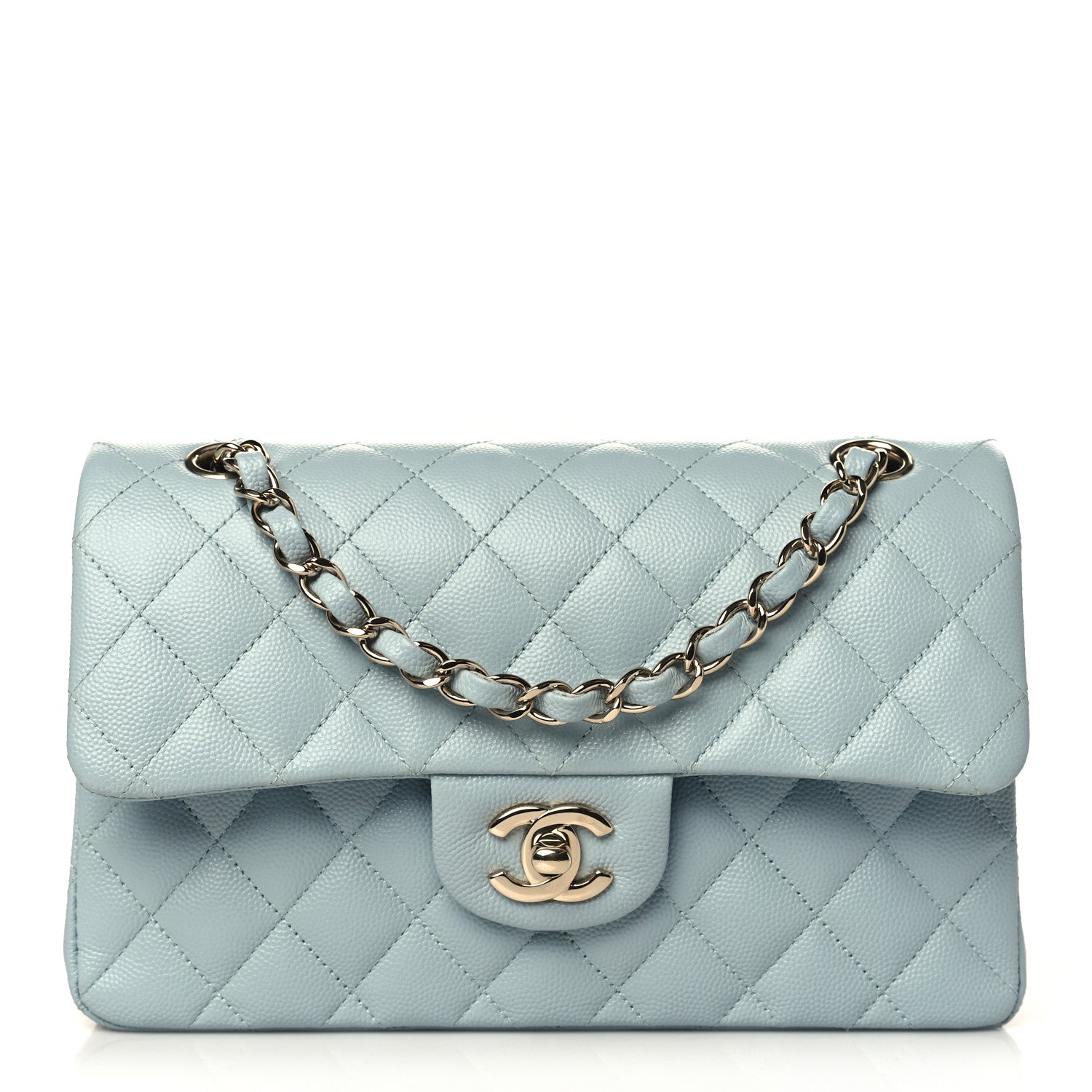 Chanel Caviar Quilted Small Double Flap Light Blue 1 of 10