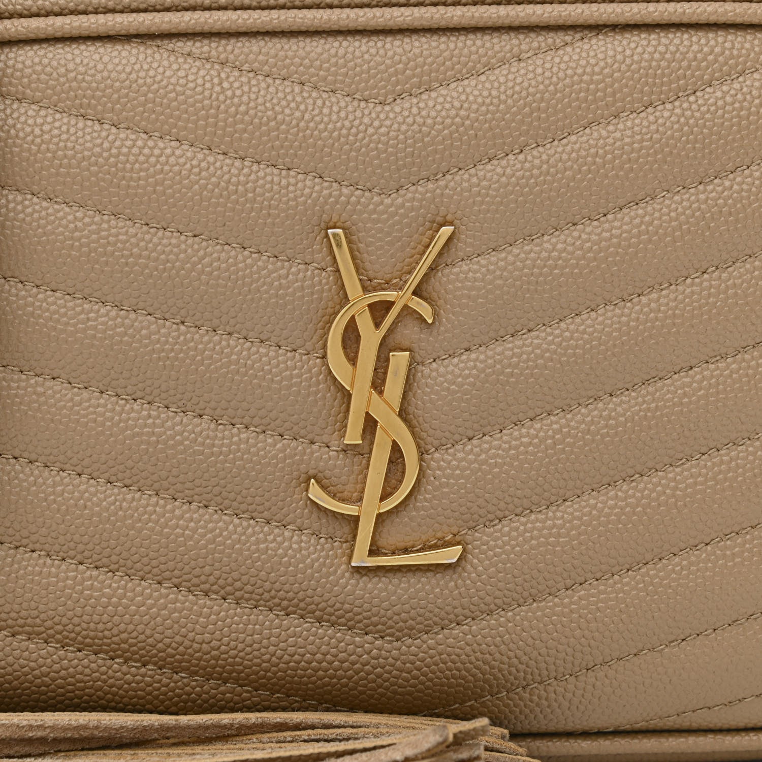 Saint Laurent Grain De Poudre Matelasse Monogram Mini Lou Camera Bag Dark Beige 7 of 10