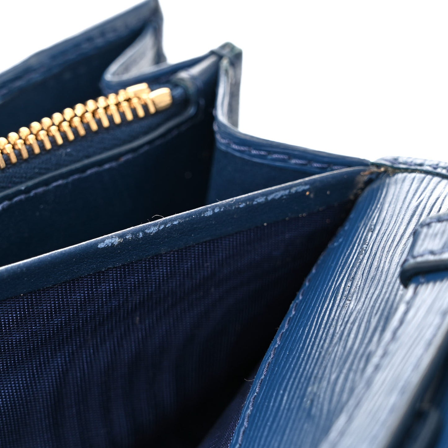 Vitello Move Metal Oro Chain Wallet Bluette
