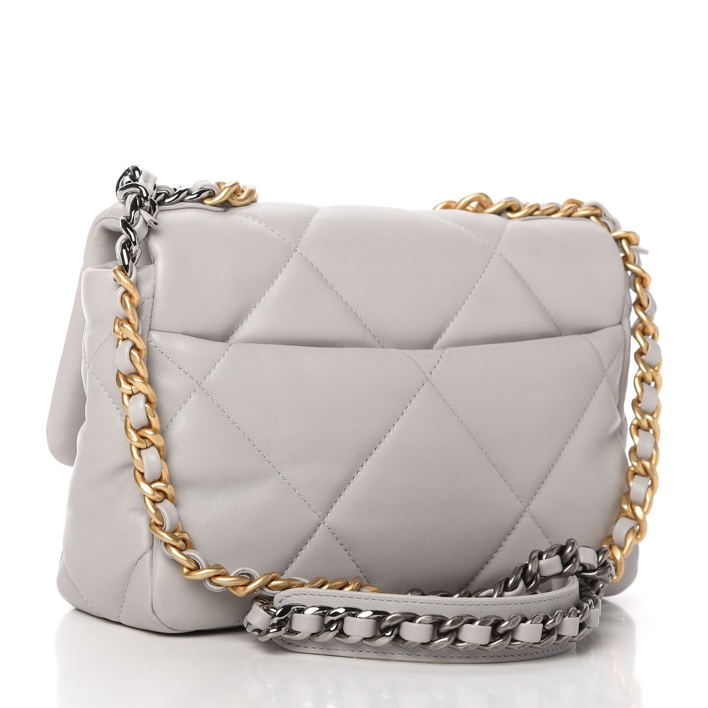 Lambskin Quilted Medium Chanel 19 Flap Grey