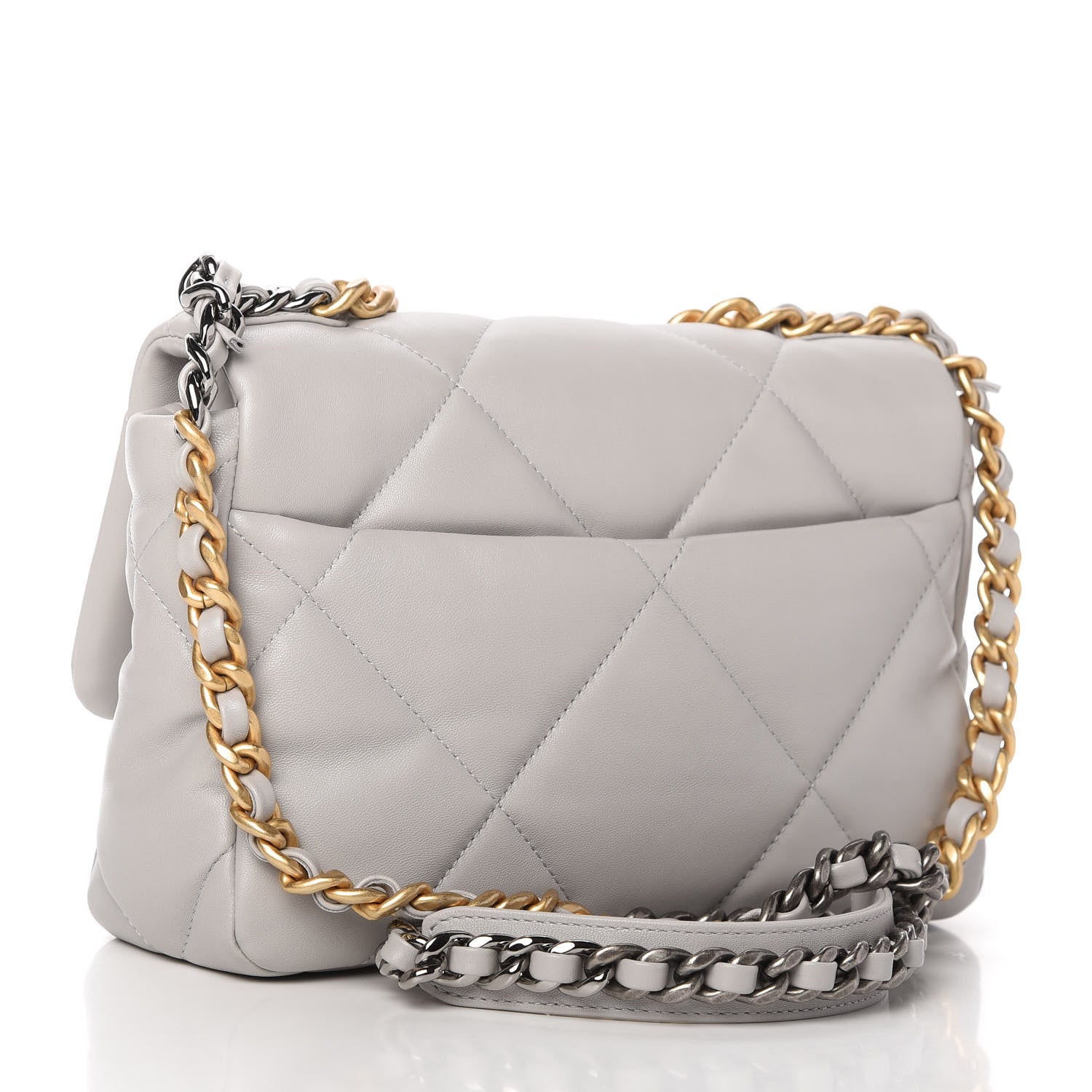 Chanel Lambskin Quilted Medium Chanel 19 Flap Grey 3 of 10