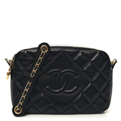 Chanel Lambskin Quilted Small Diamond CC Camera Case Black 1 of 11